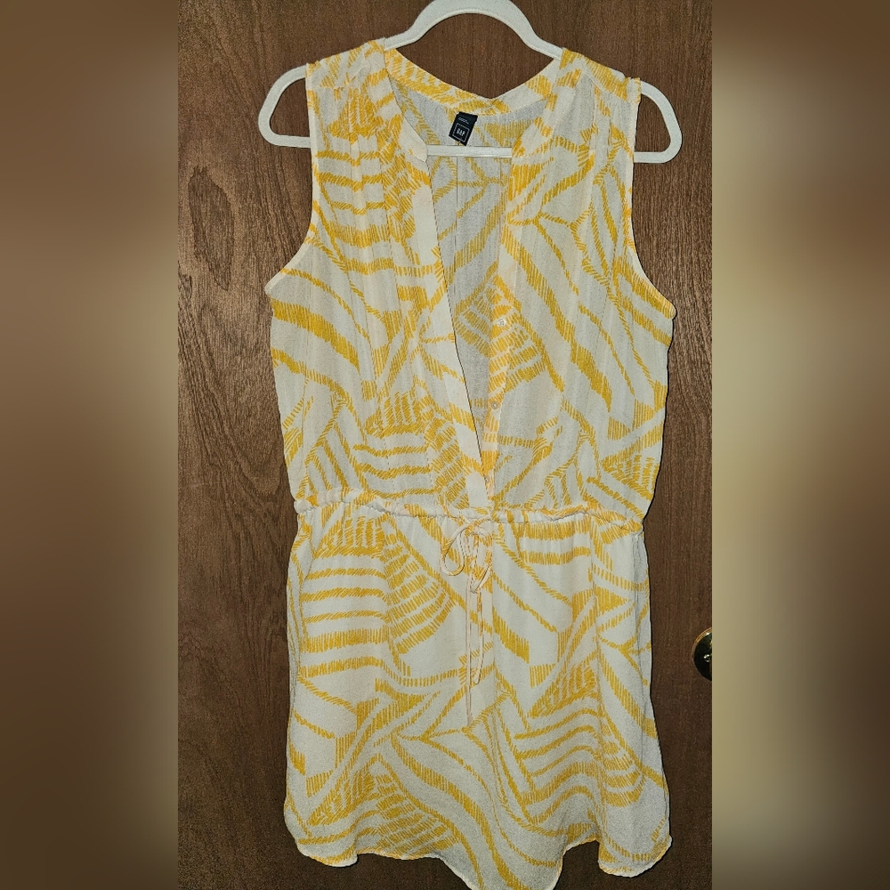 GAP Yellow & White Printed Sleeveless Romper